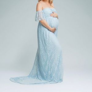 Maternity dress for photoshoot | Blue Lace Maternity dress
